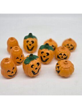 Mini Pumpkin Jack-O-Lantern String Light Covers Plastic Halloween Lot of 10